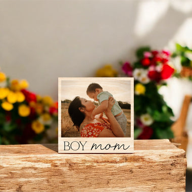Mother's Day Vintage Wood Photo - Boy Mom - 0