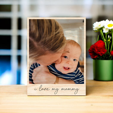 Mother's Day Vintage Wood Photo - I Love My Mom