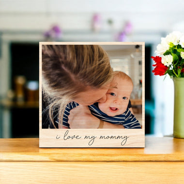 Mother's Day Vintage Wood Photo - I Love My Mom - 0