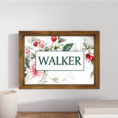 Noel Holly Berry Family Name Wood Sign