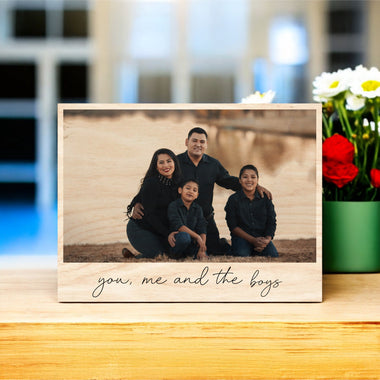 Mother's Day Vintage Wood Photo - You, Me, and the Boys