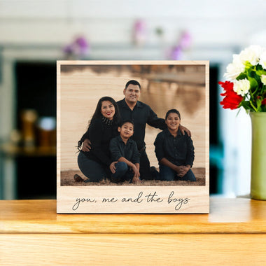 Mother's Day Vintage Wood Photo - You, Me, and the Boys - 0