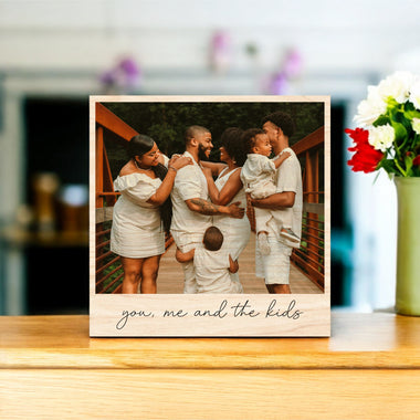 Mother's Day Vintage Wood Photo - You, Me, and the Kids - 0