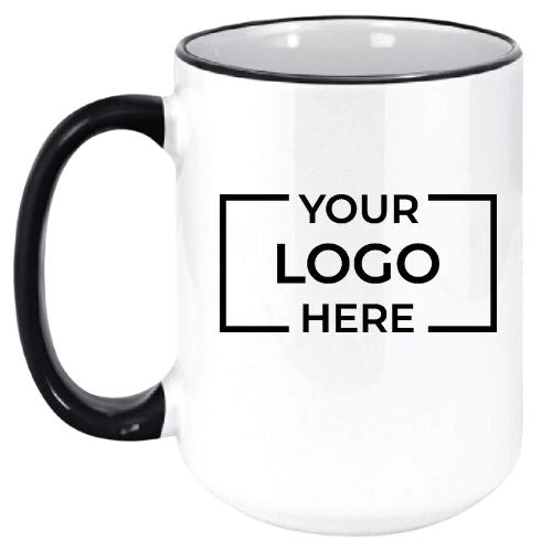 15oz Custom Logo Coffee Mug with Black Handle