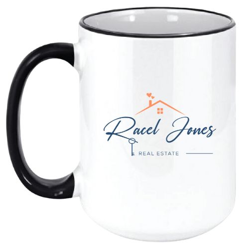 15oz Custom Logo Coffee Mug with Black Handle - 0