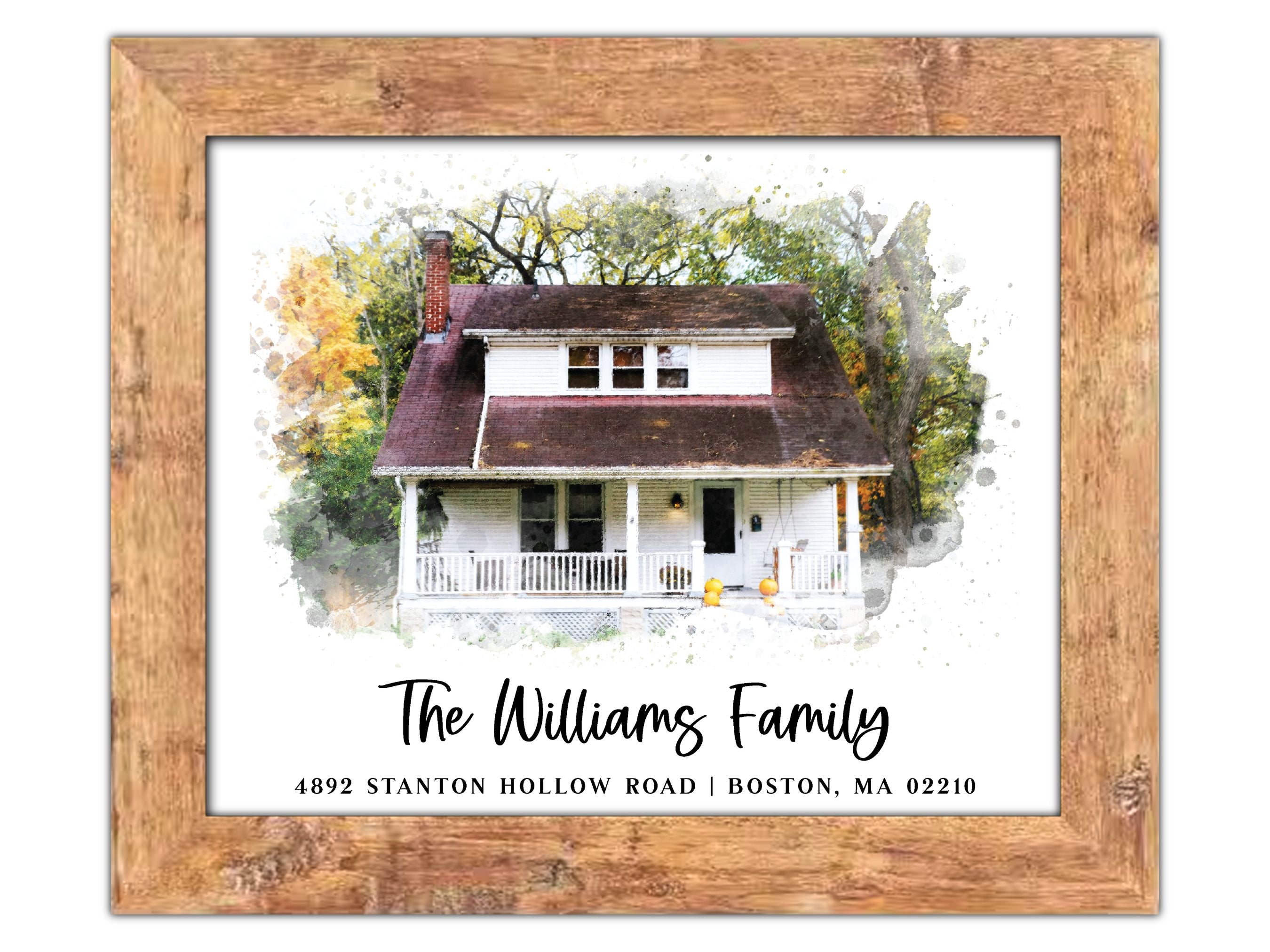 Realtor Closing Gift - Wood Framed Watercolor Home Print