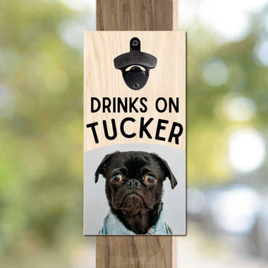 Personalized Picture Bottle Opener for Wall - Custom Wood Beer Opener for Man Cave & Bar