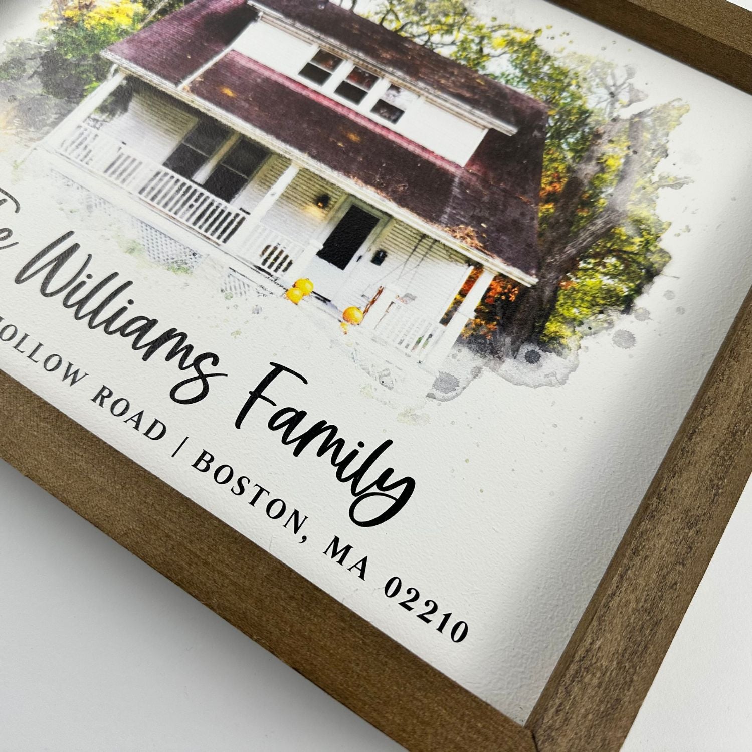 Realtor Closing Gift - Wood Framed Watercolor Home Print