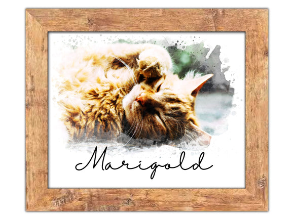 Pet Memorial Watercolor Portrait | Custom Framed Portrait from Photo