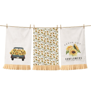 Set of 3 Tea Towels - Fresh Cut Sunflowers