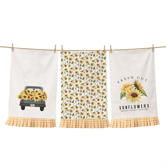 Set of 3 Tea Towels - Fresh Cut Sunflowers