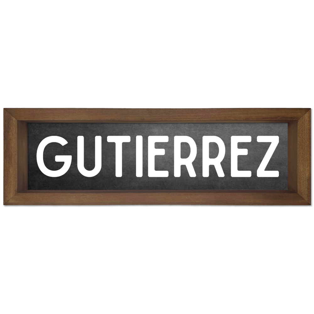 Custom Family Name Wood Framed Sign 6X17 Chalkboard - 0