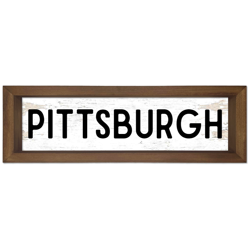 Custom Hometown Wood Framed Sign 6X17 - 0