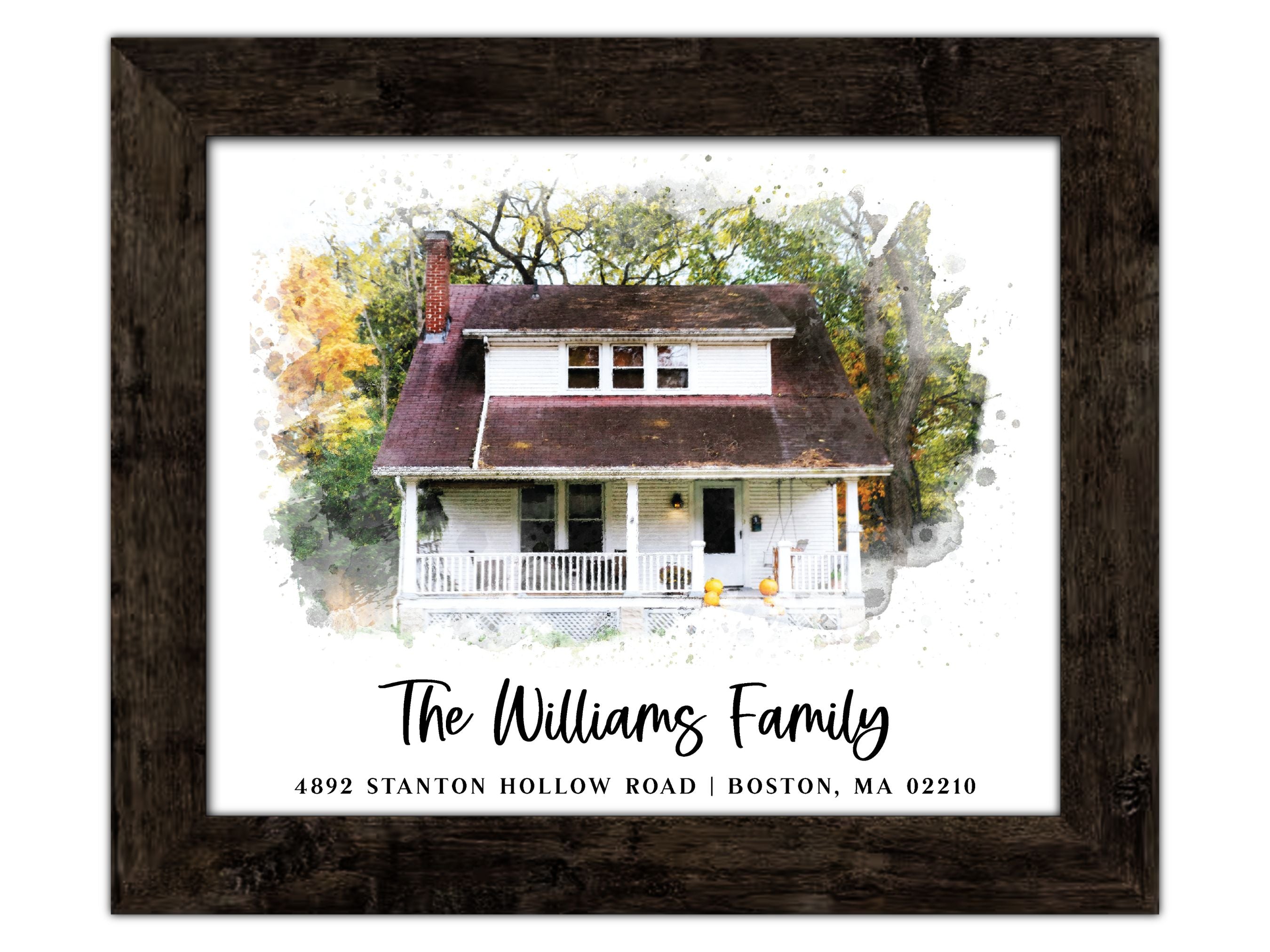 Realtor Closing Gift - Wood Framed Watercolor Home Print