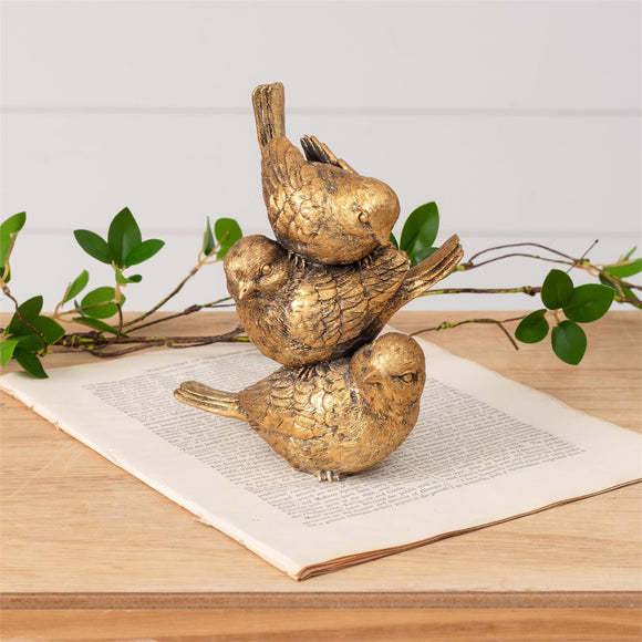 Stacked Gold Tone Bird Figurine