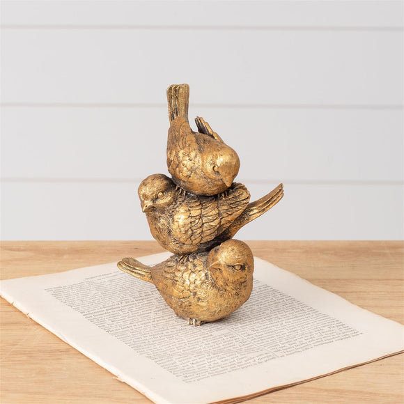Stacked Gold Tone Bird Figurine
