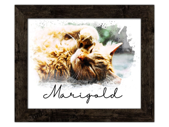 Pet Memorial Watercolor Portrait | Custom Framed Portrait from Photo