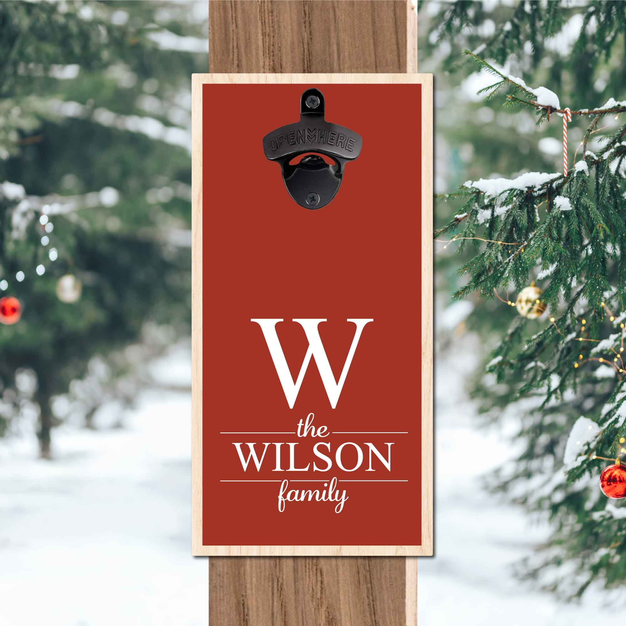 Christmas Family Monogram Bottle Opener Red