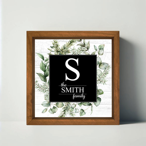 Christmas Spirit Family Monogram Wreath Sign
