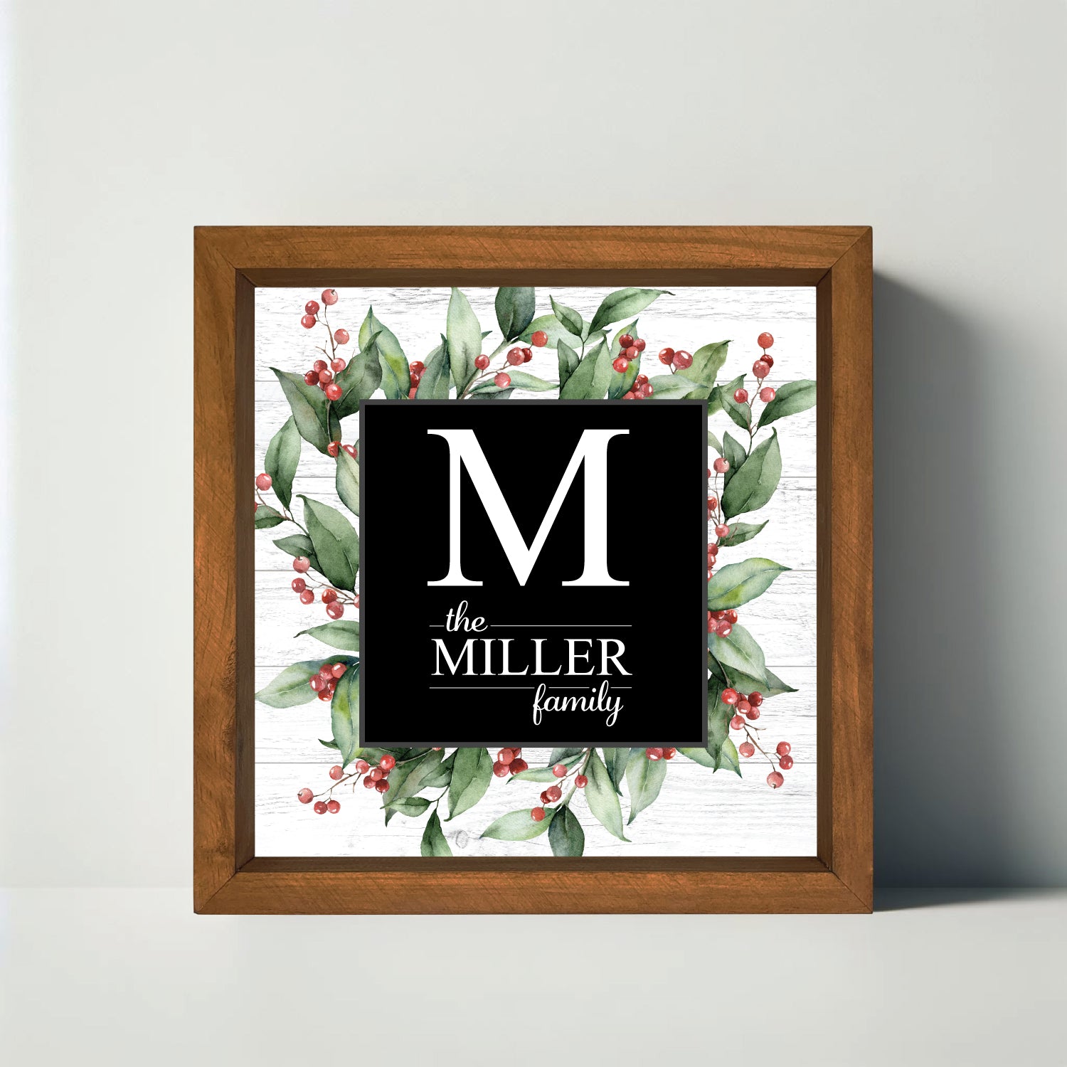 Christmas Spirit 12x12 Family Monogram Sign