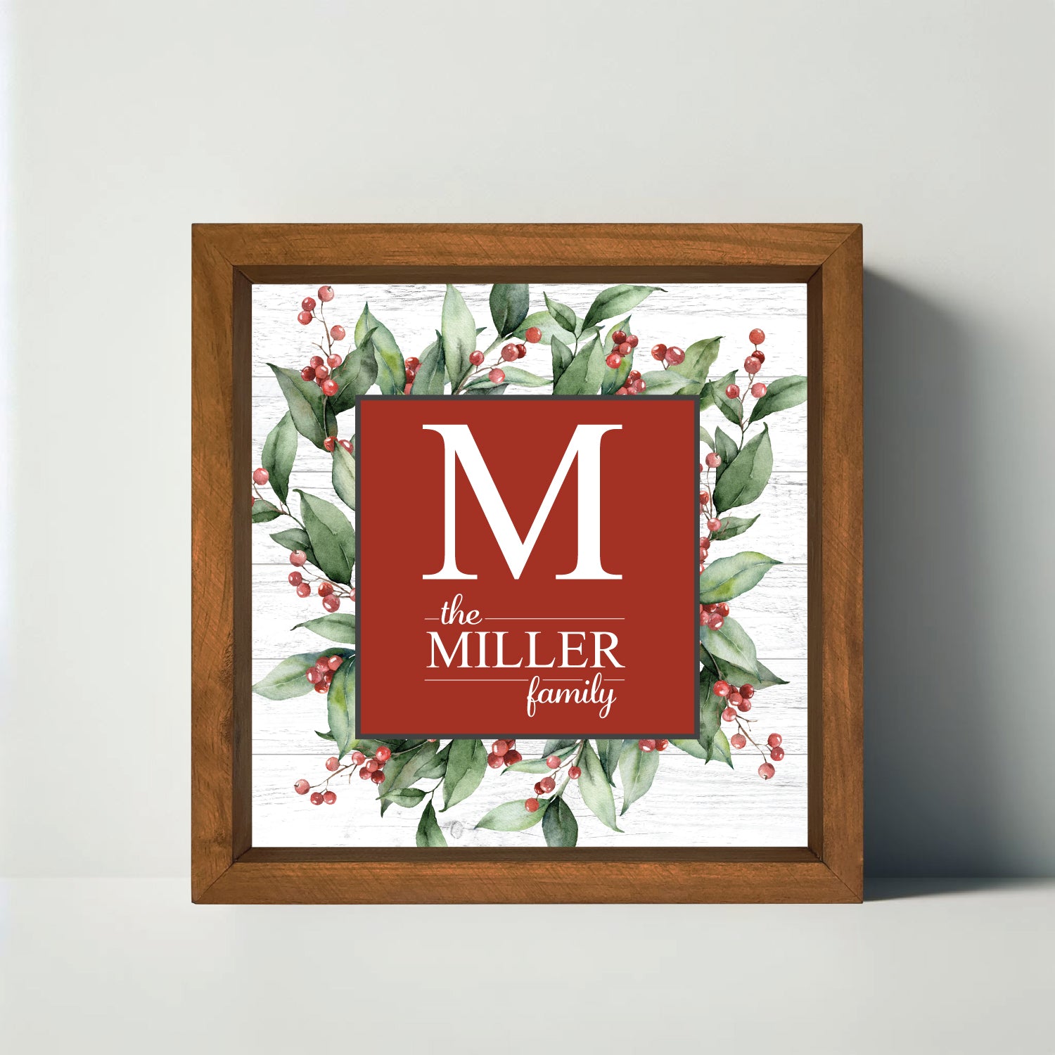 Christmas Spirit 12x12 Family Monogram Sign - 0