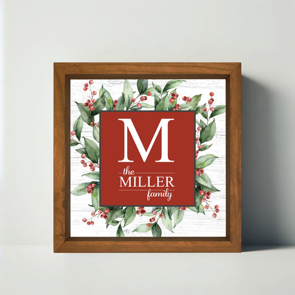 Christmas Spirit Family Monogram Sign