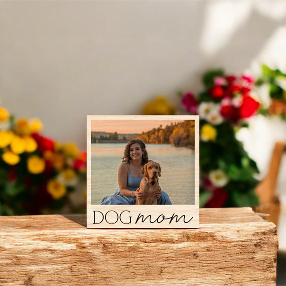 Mother's Day Vintage Wood Photo - Dog Mom