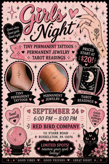 Girl's Night with Permanent Jewelry Tattoos, Tarot Readings
