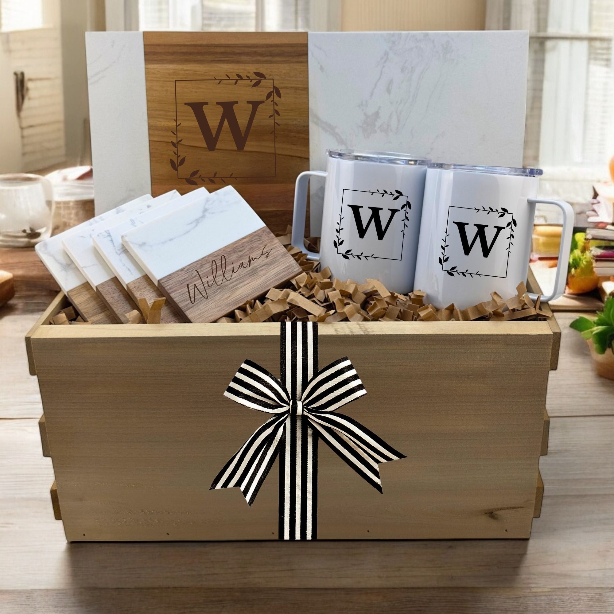 Wedding Gift Box with Rectangle Marble Serving Board - 0