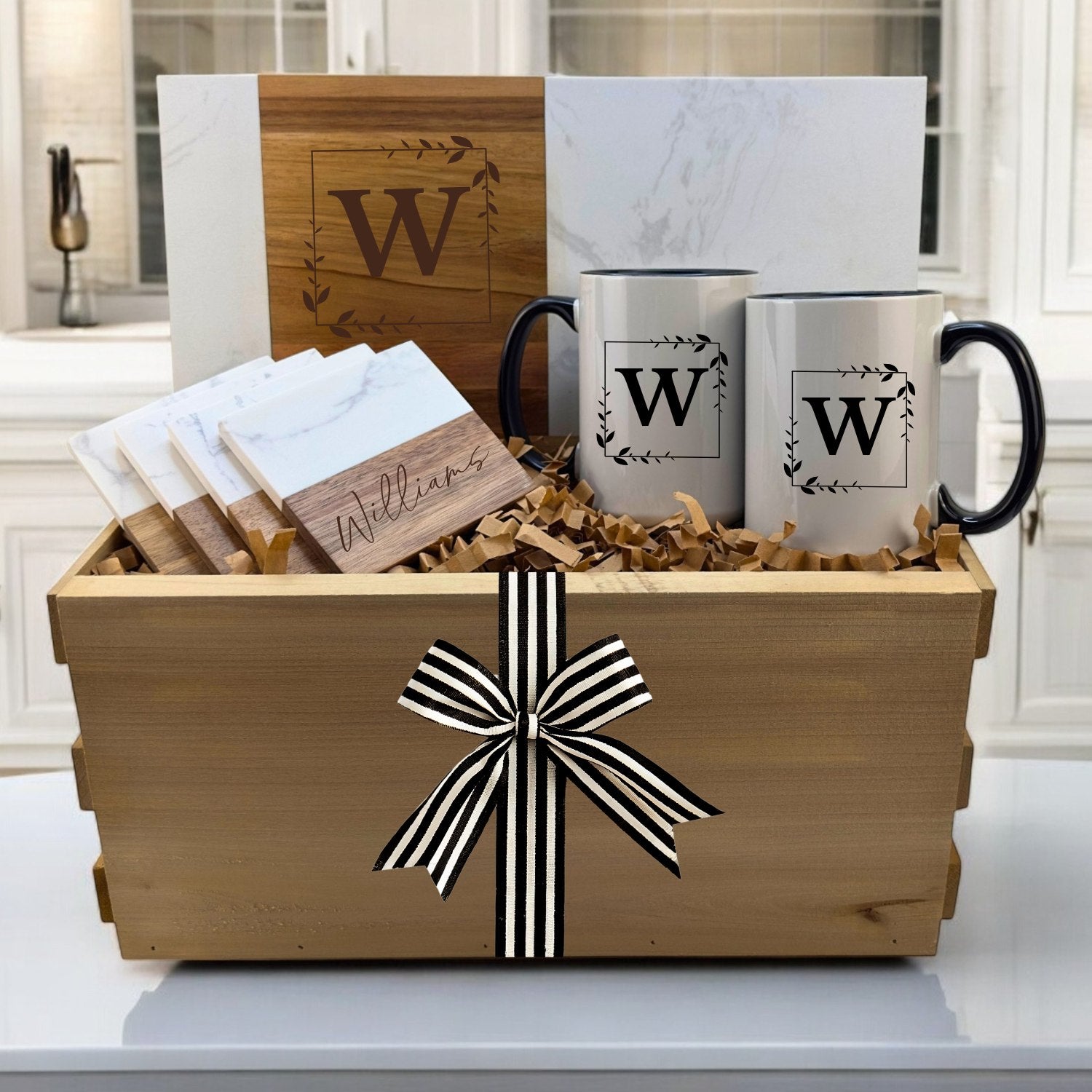 Wedding Gift Box with Rectangle Marble Serving Board