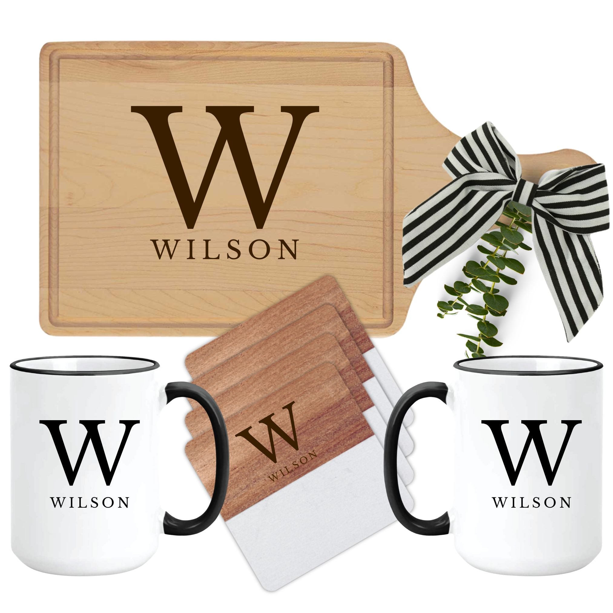 Realtor Closing Gift - Cutting Board & Mugs Basket