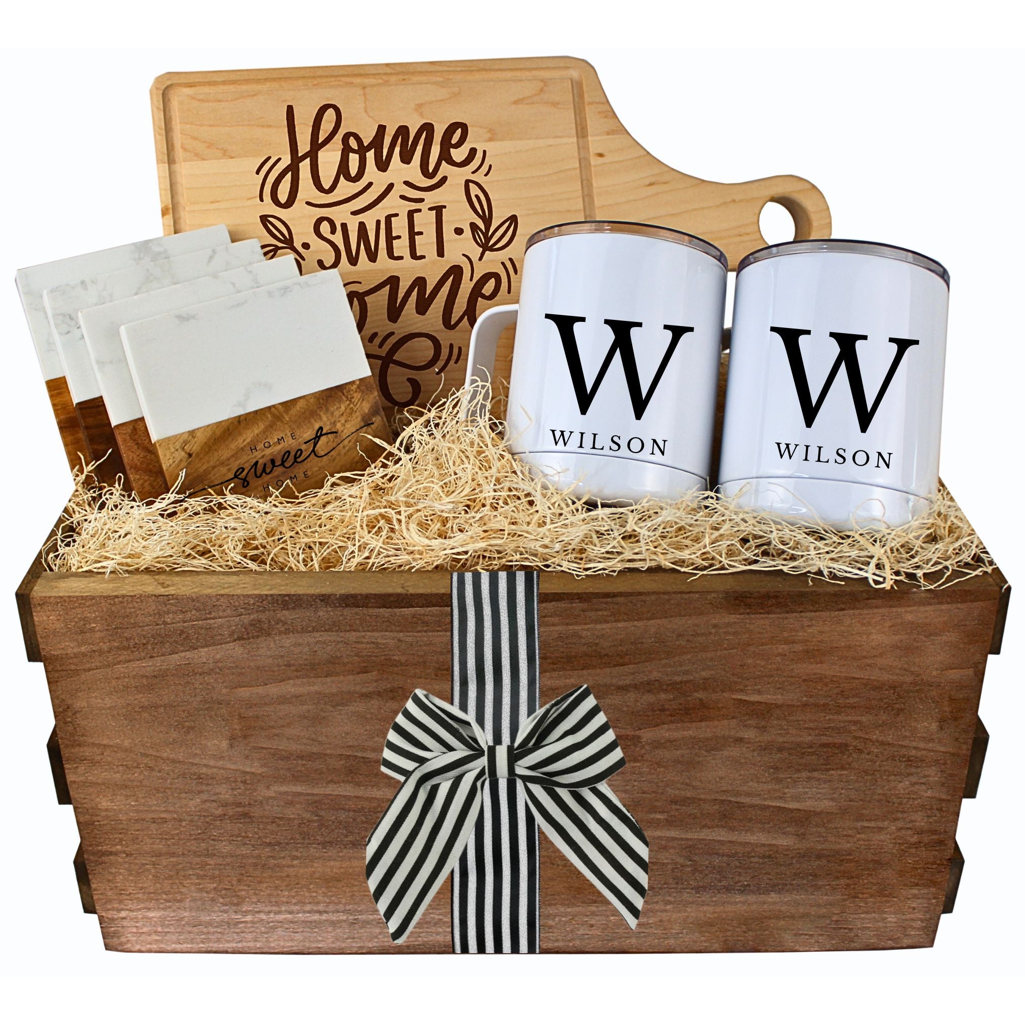 Realtor Closing Gift - Cutting Board & Mugs Basket - 0