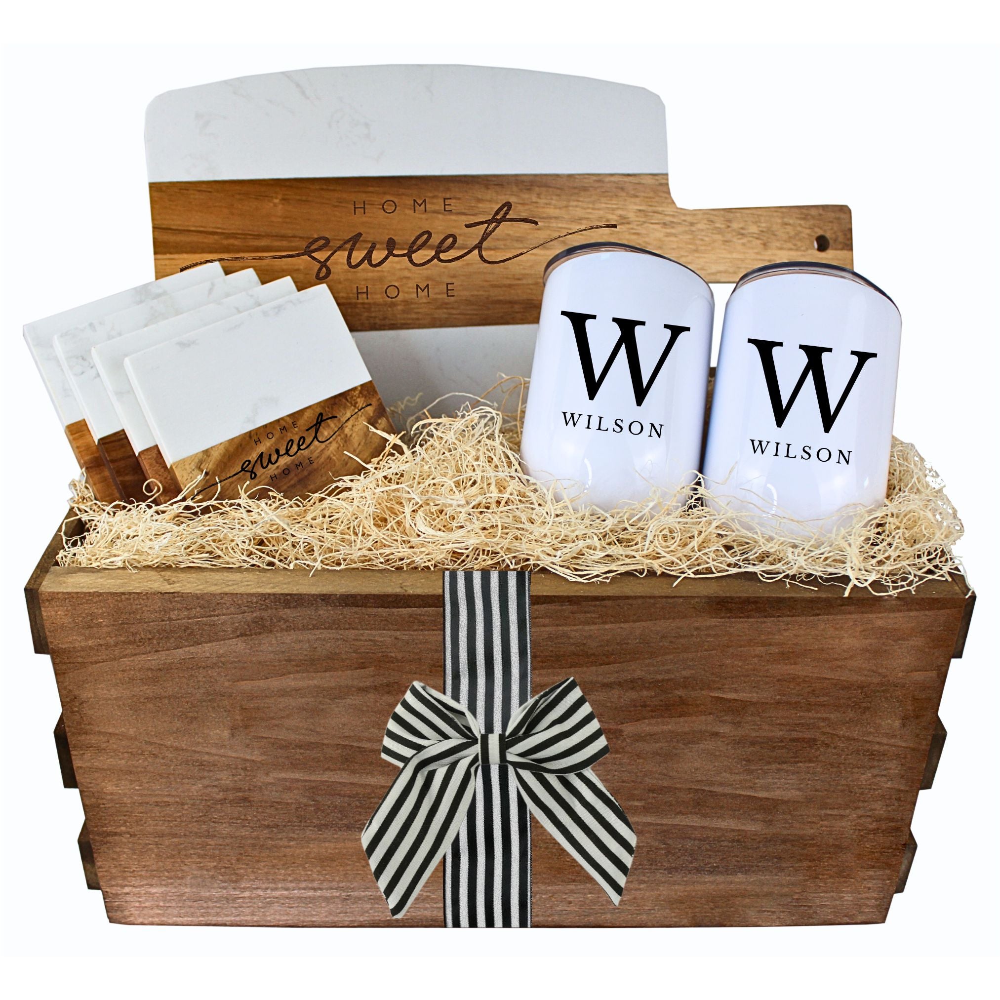 Realtor Closing Gift Basket - Marble Serving Board with Handle