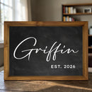 Custom Last Name Monogram Wall Decor, 12x17 Framed Established Date Sign-2