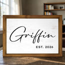Custom Last Name Monogram Wall Decor, 12x17 Framed Established Date Sign-1