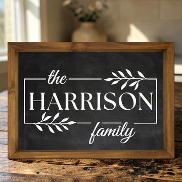 Personalized Family Name Monogram Plaque, 12x17 Framed Wood Wall Art - 0