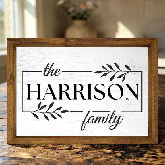 Personalized Family Name Monogram Plaque, 12x17 Framed Wood Wall Art