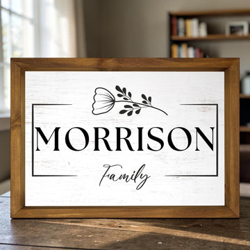 Personalized Family Name Monogram Plaque, 12x17 Framed Wood Wall Art