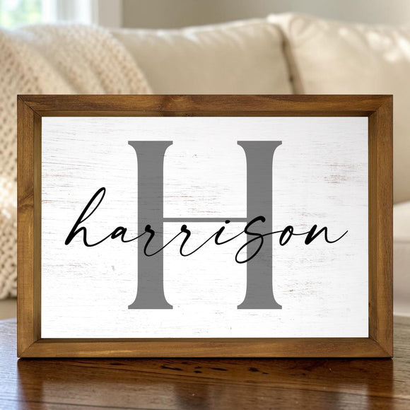Personalized Family Name Monogram Plaque, 12x17 Framed Wood Wall Art