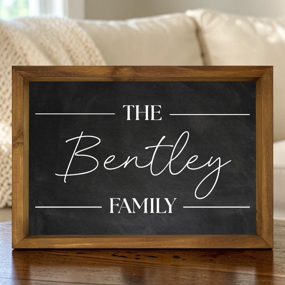 Custom Family Monogram Wall Art, 12x17 Framed Name and Established Sign