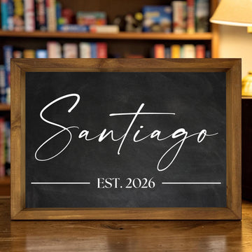Personalized Last Name Monogram Sign, 12x17 Framed Established Date Wall Decor - 0