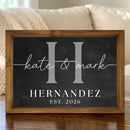 Custom Monogram Wood Family Name Sign, 12x17 Framed Established Date Decor-2