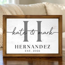 Custom Monogram Wood Family Name Sign, 12x17 Framed Established Date Decor-1