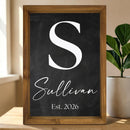 Custom Monogram Wood Family Name Sign, 12x17 Framed Established Date Decor-2
