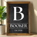 Personalized Last Name Monogram Sign, 12x17 Framed Established Date Wall Decor-2