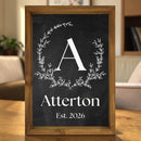 Custom Family Monogram Wall Art, 12x17 Framed Name and Established Sign-2