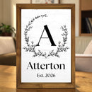 Custom Family Monogram Wall Art, 12x17 Framed Name and Established Sign-1