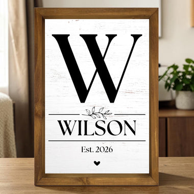 Personalized Family Name Monogram Plaque, 12x17 Framed Wood Wall Art