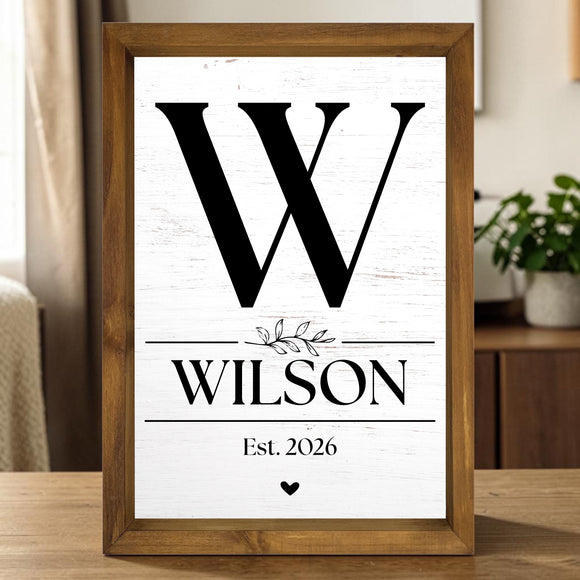 Personalized Family Name Monogram Plaque, 12x17 Framed Wood Wall Art
