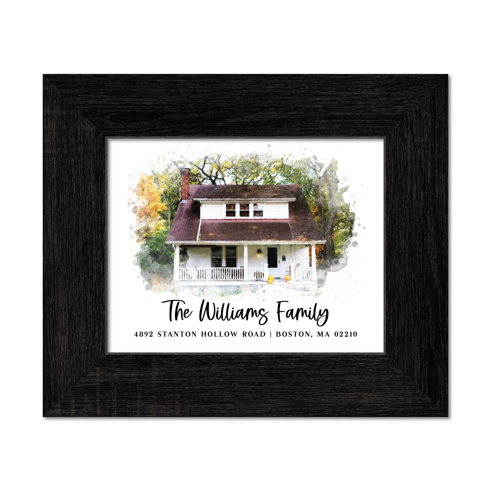 Realtor Closing Gift - Wood Framed Watercolor Home Print